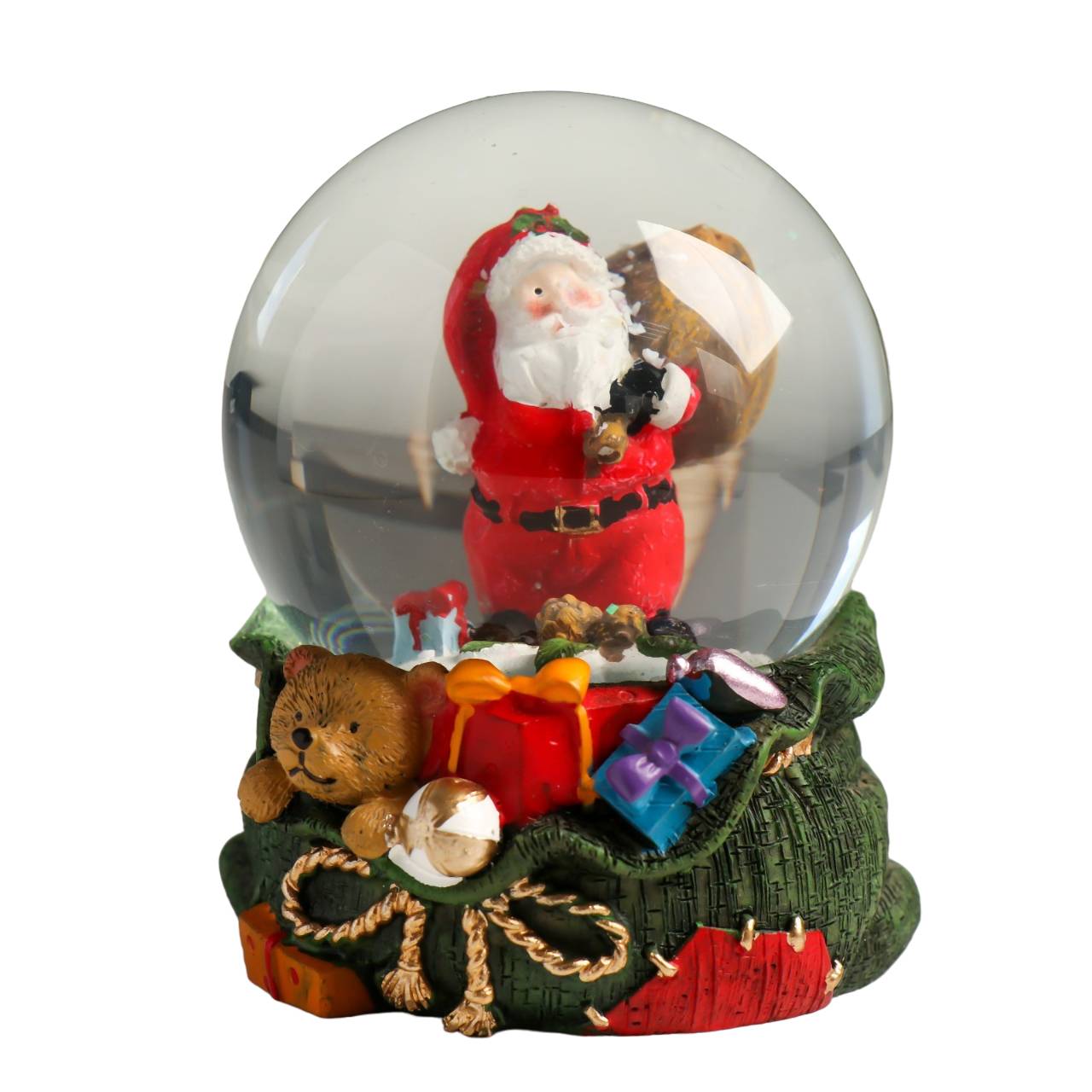 картинка Сувенир новогодний, 7*8*9 см, водяной шар, "Дед Мороз с мешком на плече", 9472968 от магазина Альфанит в Кунгуре