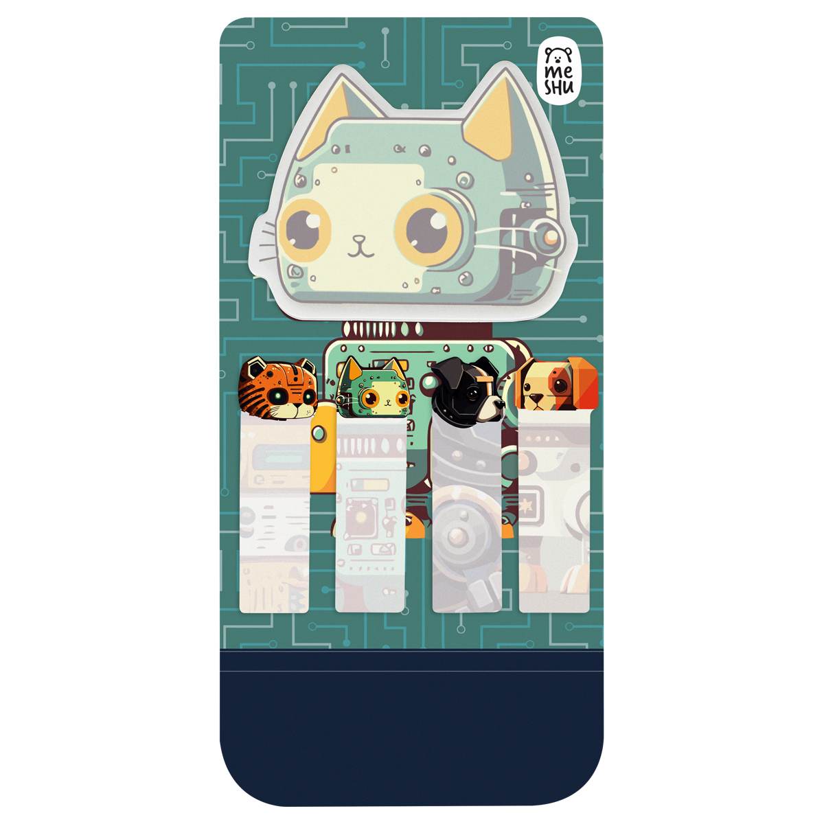 картинка Закладки-флажки самоклеящиеся, 20 л, бумага, с блоком, "Robopets metal", MESHU, MS_54263 от магазина Альфанит в Кунгуре