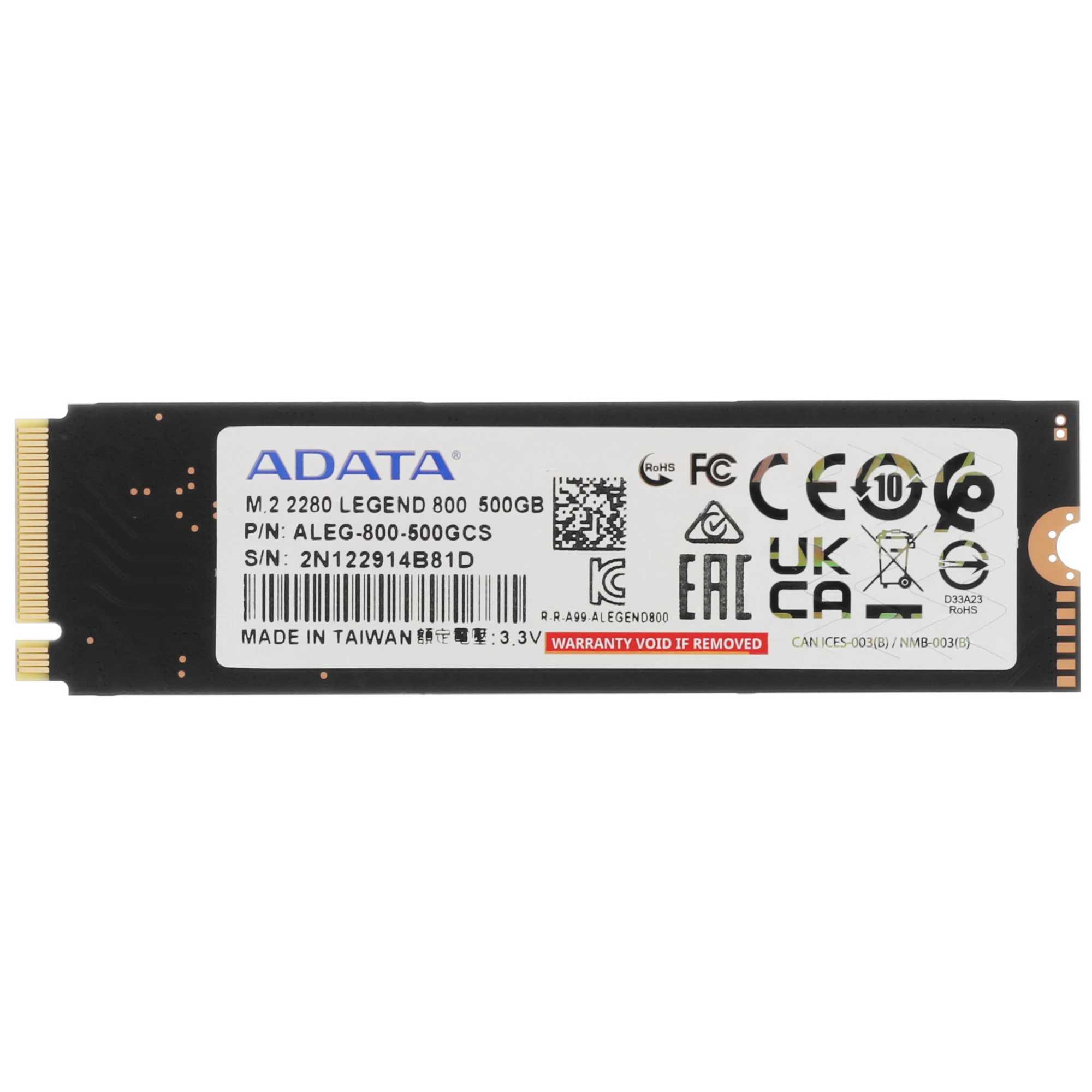картинка Накопитель SSD 500 GB ADATA, Legend 800, ALEG-800-500GCS, M.2 от магазина Альфанит в Кунгуре