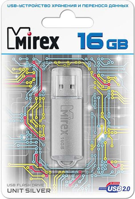 картинка Флеш-диск Mirex 16 GB, Unit, серебро металл, 13600-FMUUSI16 от магазина Альфанит в Кунгуре