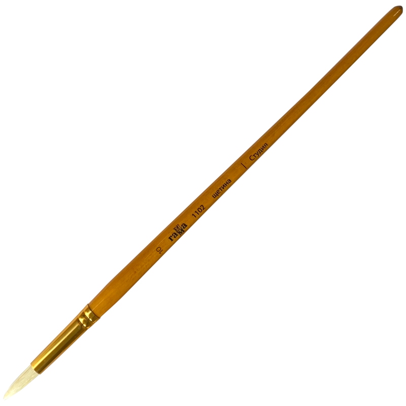 картинка Кисть художественная № 10, щетина, круглая, длинная ручка, "Студия", Гамма, 1102010 от магазина Альфанит в Кунгуре