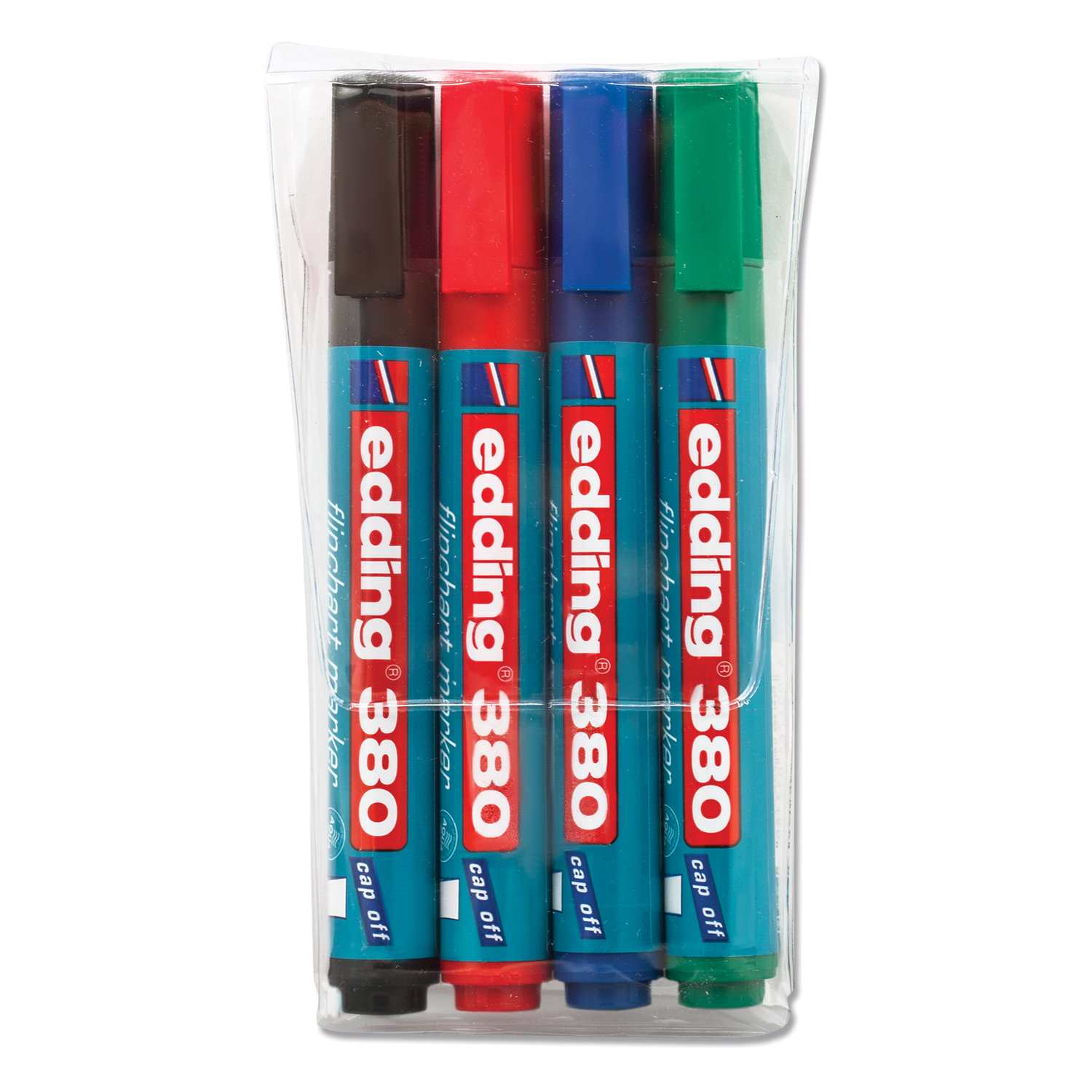 картинка Набор маркеров для флипчарта, 4 шт, 1,5-3 мм, непропитывающие, "380", Edding, E-380/4S от магазина Альфанит в Кунгуре
