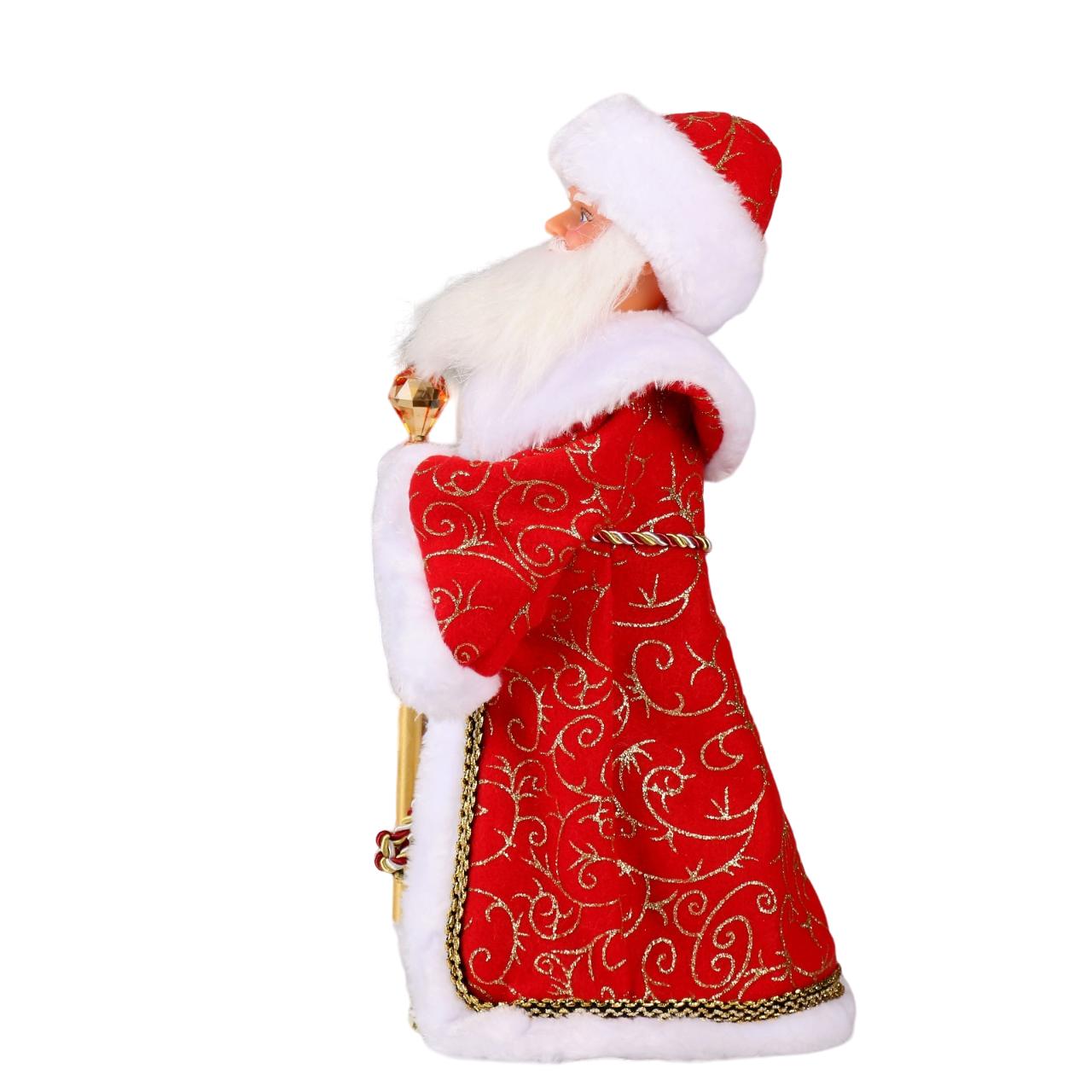 картинка Дед Мороз, 38 см, двигается, красный, посох с кристаллом, 3555351 от магазина Альфанит в Кунгуре