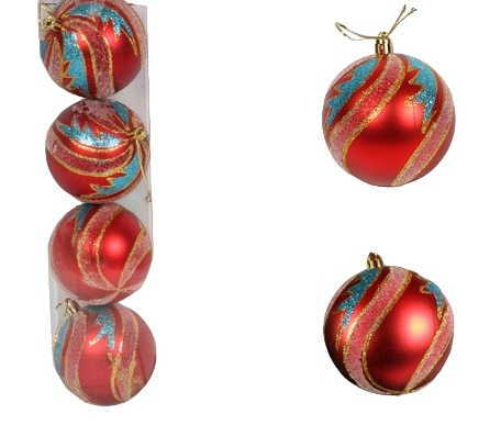 картинка Набор шаров, 4 шт, 8 см, пластик, красный, 572-00338 от магазина Альфанит в Кунгуре