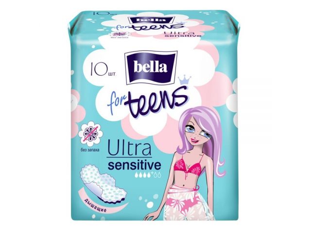 картинка Прокладки гигиенические, 10 шт, "For Teens Ultra sensetive", Bella от магазина Альфанит в Кунгуре