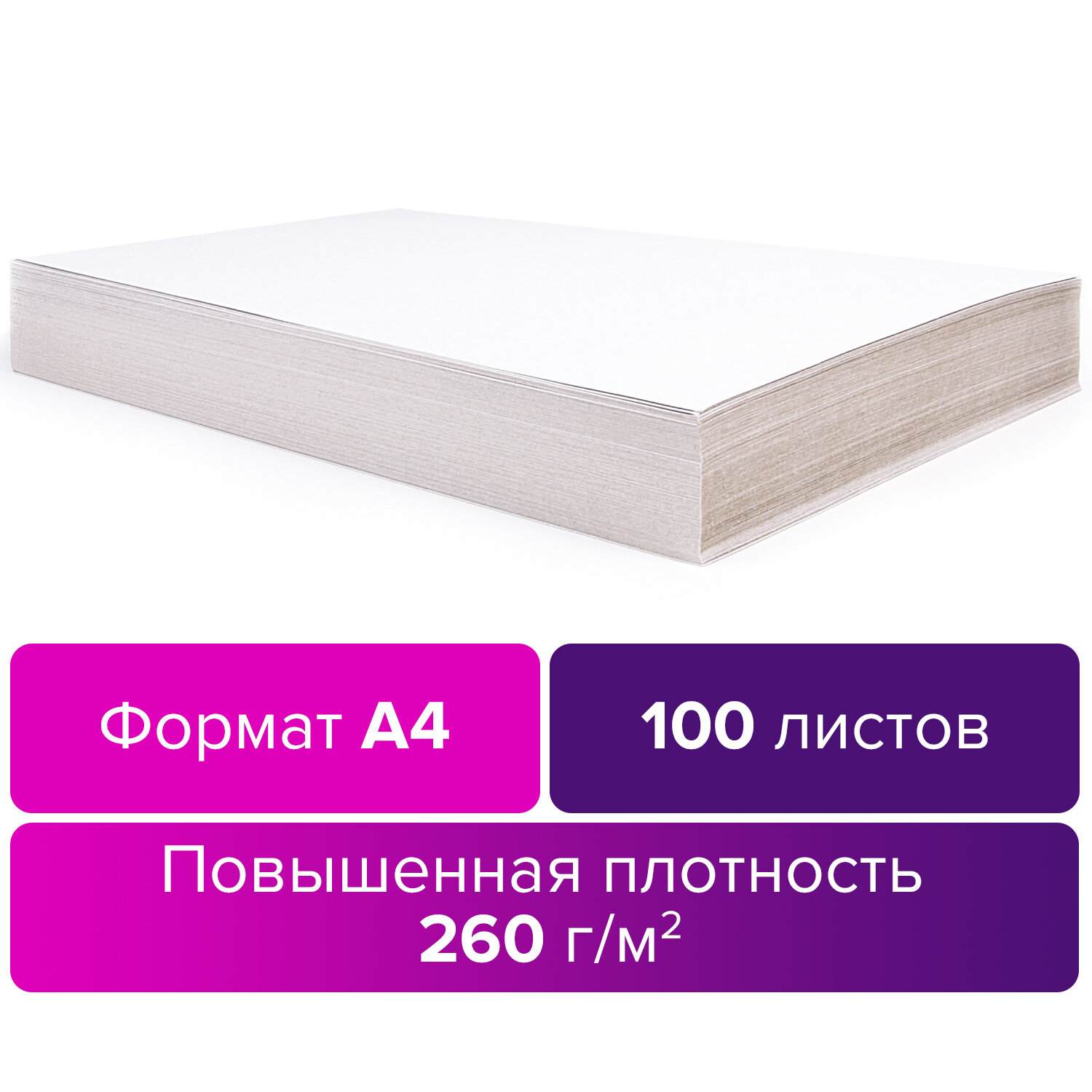 картинка Картон для подшивки документов, А4, 1 л, 260 г/м2, BRAUBERG, 124877 от магазина Альфанит в Кунгуре