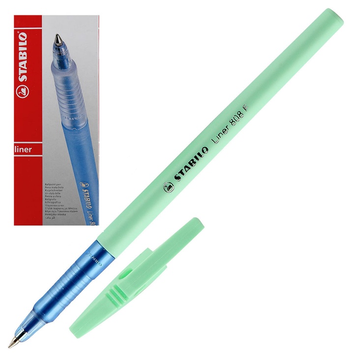картинка Ручка шариковая, 0,7 мм, синяя, корп. мятный, "Liner 808 Pastel", STABILO, 808FP1041-2 от магазина Альфанит в Кунгуре