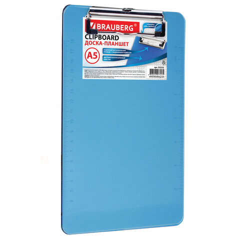 картинка Доска-планшет с верхним прижимом, А5, пластик, синий, "Energy", BRAUBERG, 232232 от магазина Альфанит в Кунгуре