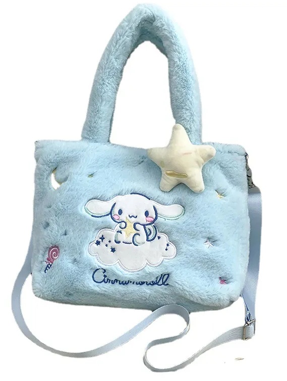 картинка Сумка детская, 1 отдел, 17*27*7 см, искусственный мех, голубой, "Cinnamoroll" от магазина Альфанит в Кунгуре