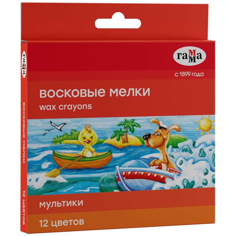 картинка Мелки восковые, 12 цв, 12 шт, круглый корпус, "Мультики", Гамма, 2131018 от магазина Альфанит в Кунгуре