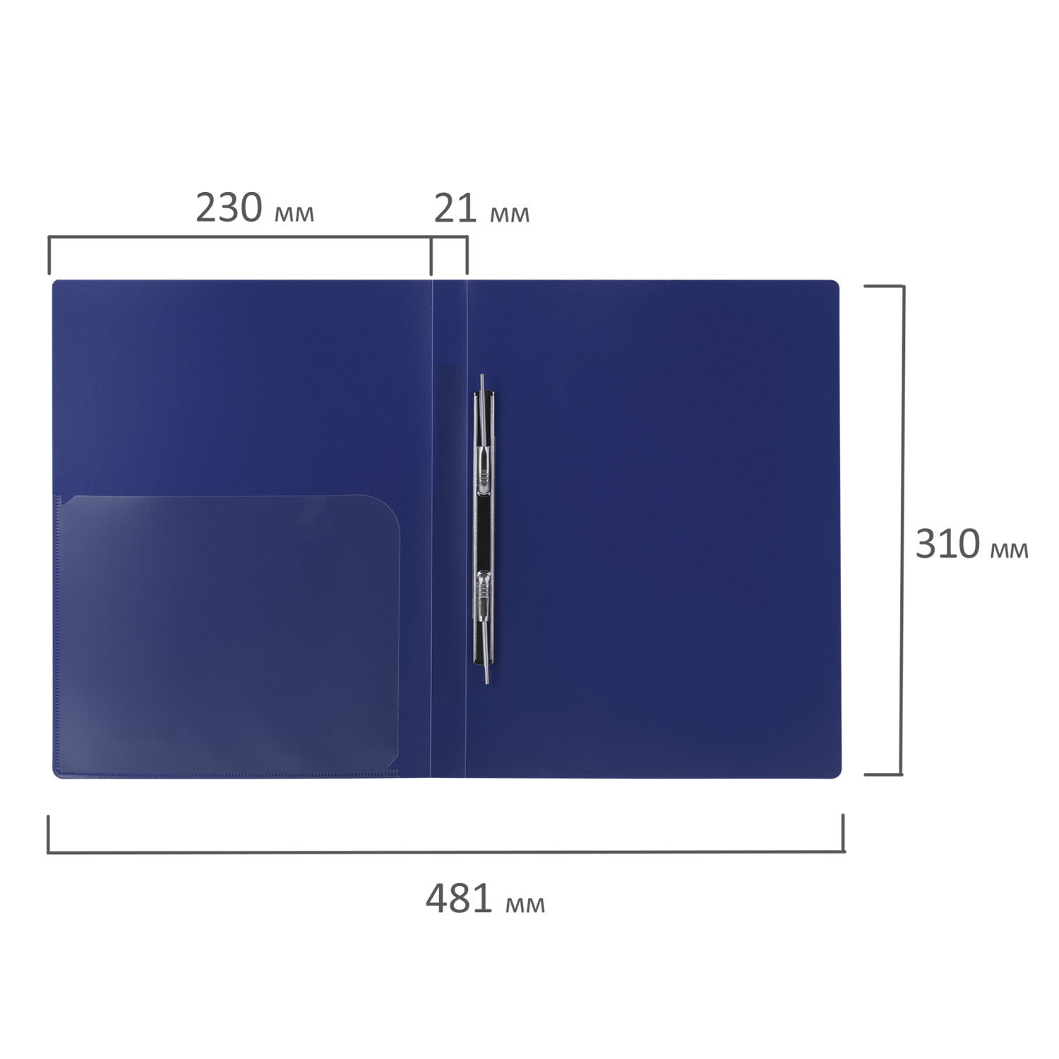 картинка Папка с металлическим скоросшивателем, А4, корешок 0,6 мм, до 100 л, пластик, темно-синий, "Диагональ", BRAUBERG, 221352 от магазина Альфанит в Кунгуре