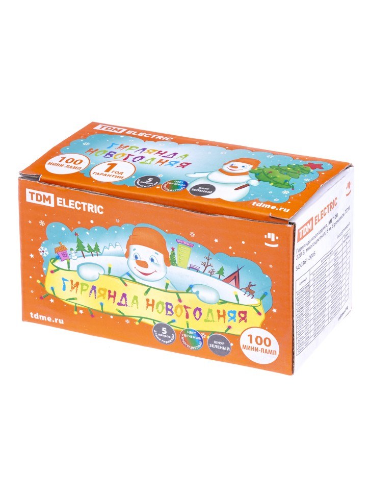 картинка Гирлянда нить, 5 м, 8 режимов, мультицвет, 100LED, TDM, SQ0361-0005 от магазина Альфанит в Кунгуре