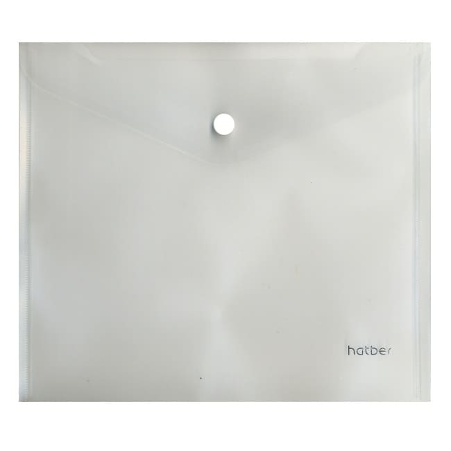 картинка Папка-конверт на кнопке, А5, 180 мкм, пластик, прозрачный, Hatber, 15106 от магазина Альфанит в Кунгуре
