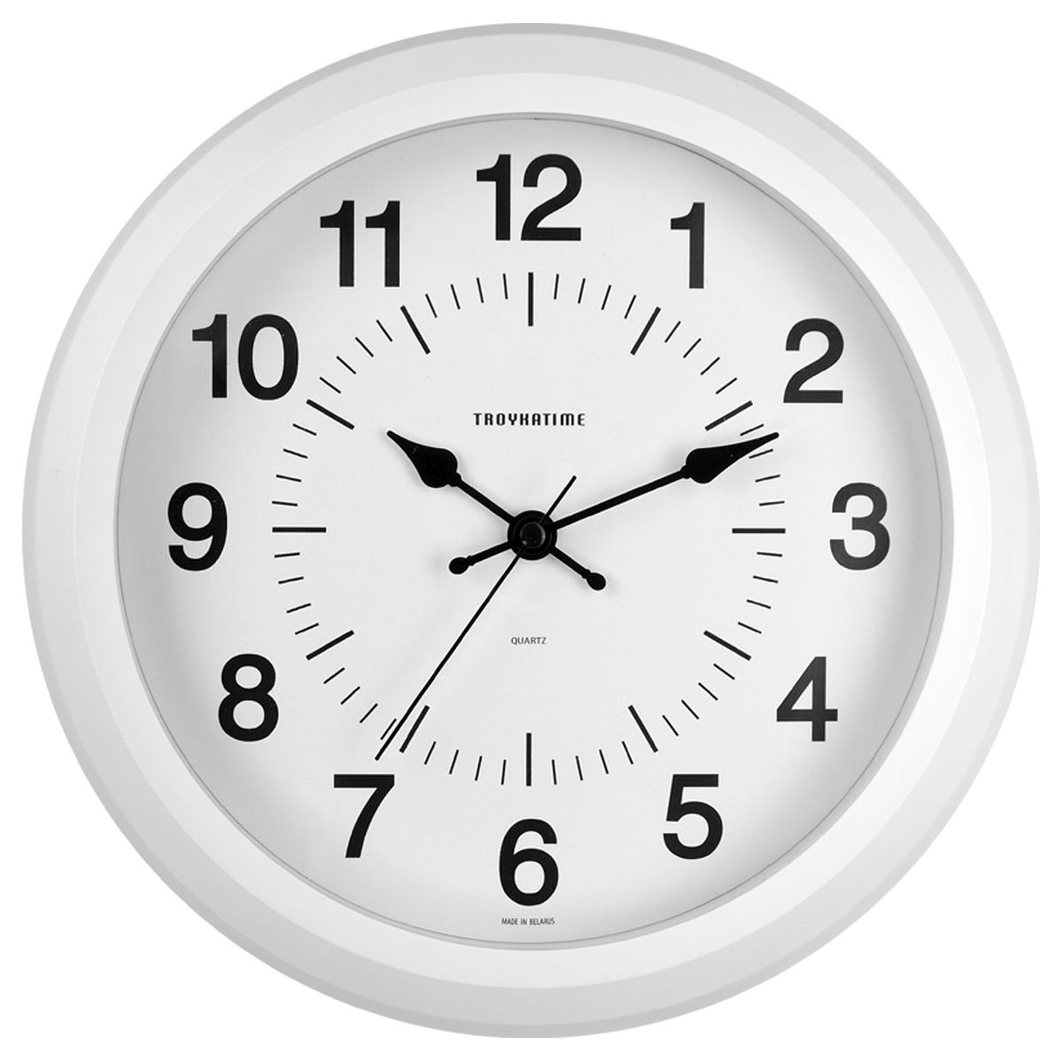 картинка Часы настенные 25*25*3,5 см, круг, белая рамка, Troyka, 23231233 от магазина Альфанит в Кунгуре