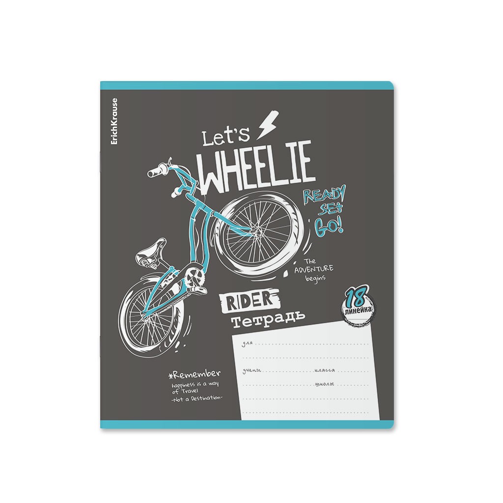 картинка Тетрадь 18 л, А5, линия, "Bicycle Rider", Erich Krause, 58391 от магазина Альфанит в Кунгуре