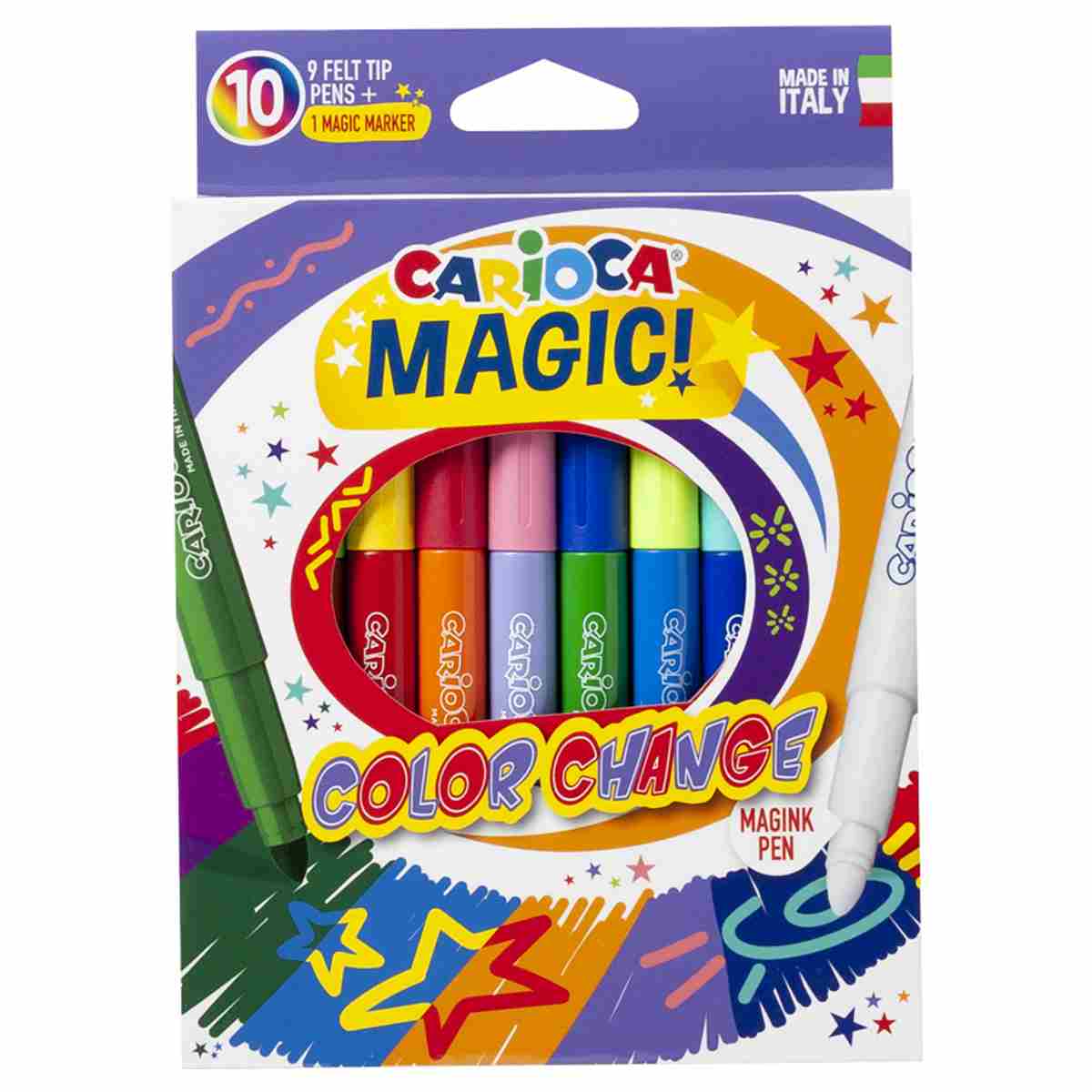 картинка Фломастеры, 18 цв, 10 шт, круглый корпус, "Color Change. Magic", Carioca, 42737 от магазина Альфанит в Кунгуре