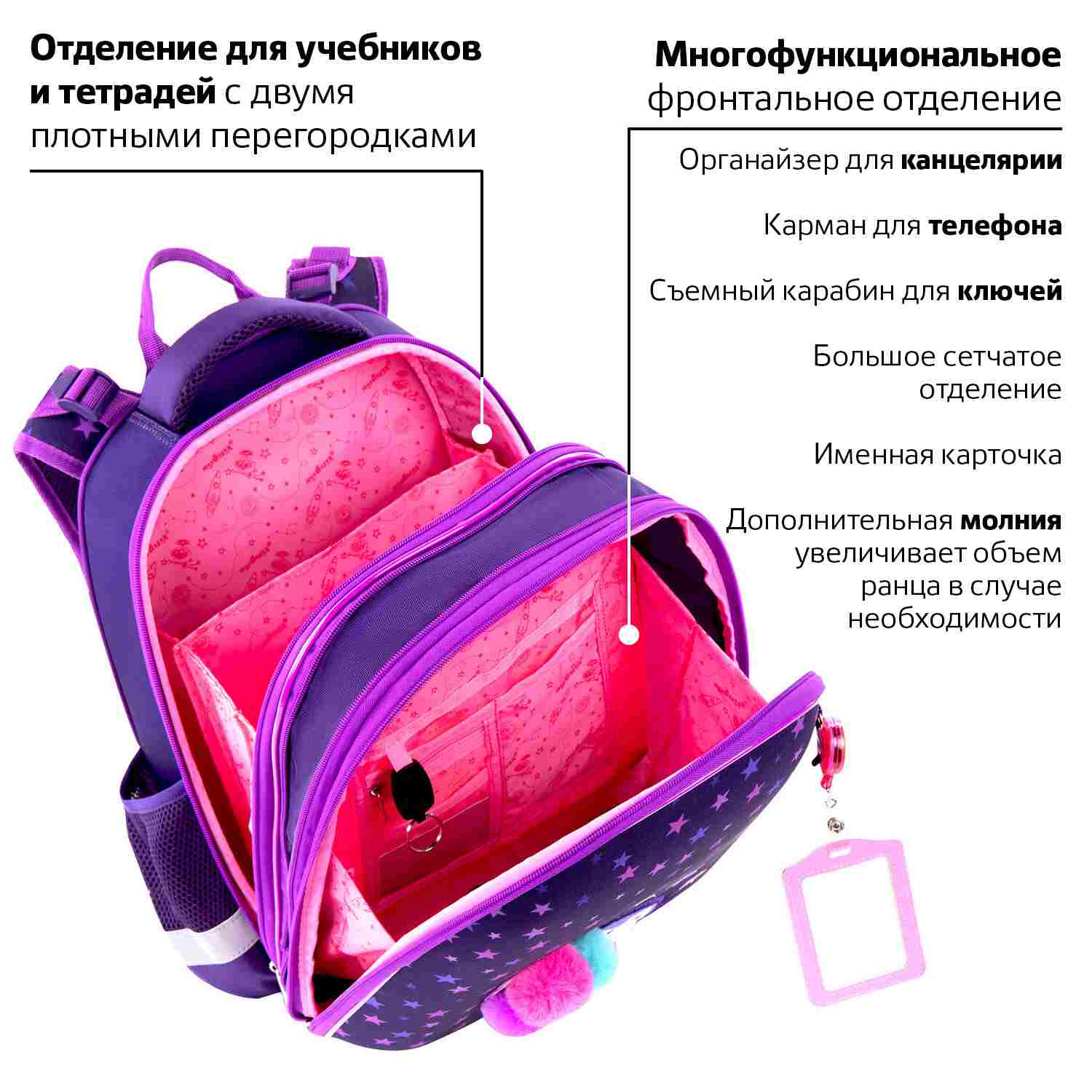 картинка Ранец, 2 отдела, 2 кармана, 38*29*18 см, с дополнительным объемом, "EXTRA. Penguin", Юнландия, 270673 от магазина Альфанит в Кунгуре