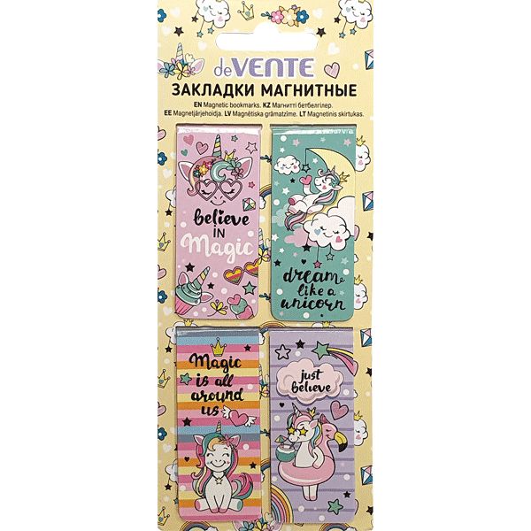 картинка Набор закладок магнитных, 4 шт, ассорти, "Unicorn", deVente, 8065922 от магазина Альфанит в Кунгуре