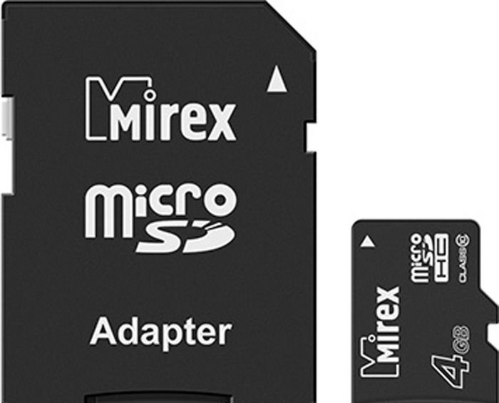 картинка Карта памяти micro-SDHC Mirex 4 GB Class 10, с адаптером от магазина Альфанит в Кунгуре