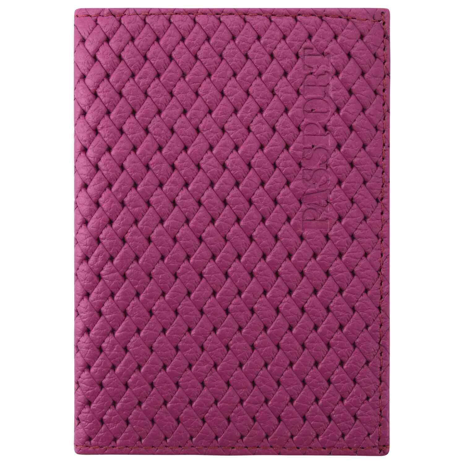 картинка Обложка для паспорта, кожа натуральная, розовый, плетенка, "Passport", BRAUBERG, 237203 от магазина Альфанит в Кунгуре