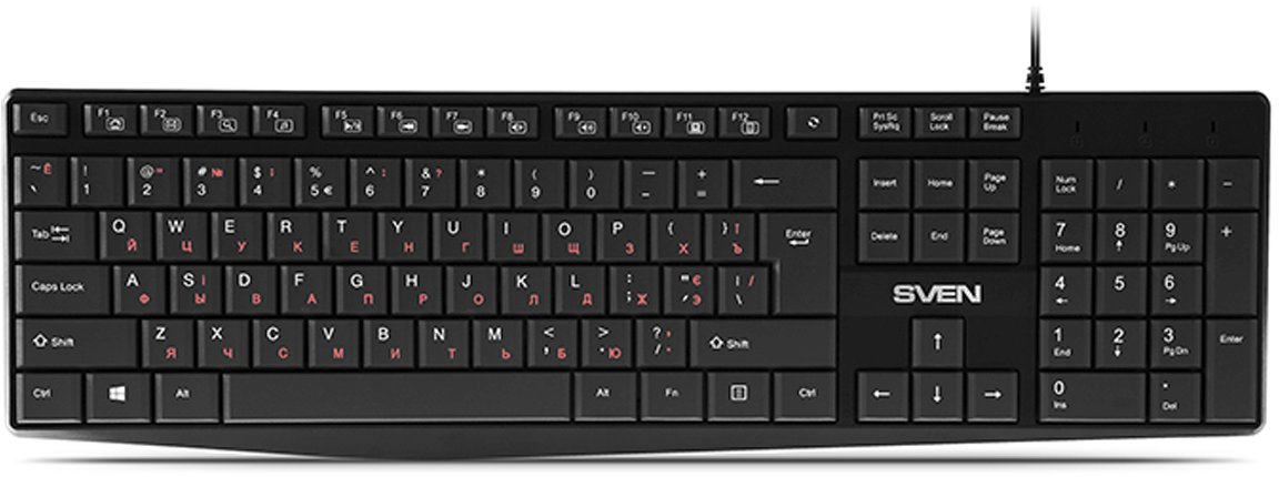 картинка Клавиатура проводная Sven KB-S305, USB, черный, SV-018801 от магазина Альфанит в Кунгуре