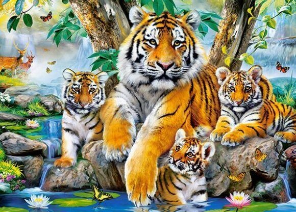 картинка Пазл 120 эл., "Семья тигров у ручья", CastorLand от магазина Альфанит в Кунгуре