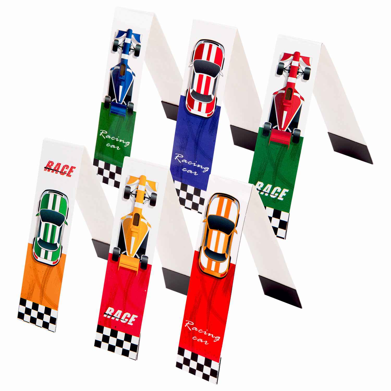 картинка Набор закладок магнитных, 6 шт, 25*196 мм, ассорти, блестки, "Race Cars", Юнландия, 113446 от магазина Альфанит в Кунгуре