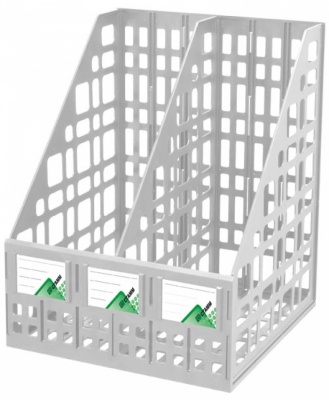картинка Лоток для бумаг вертикальный 2 отдела, пластик, серый, СТАММ, ЛТ-815 от магазина Альфанит в Кунгуре