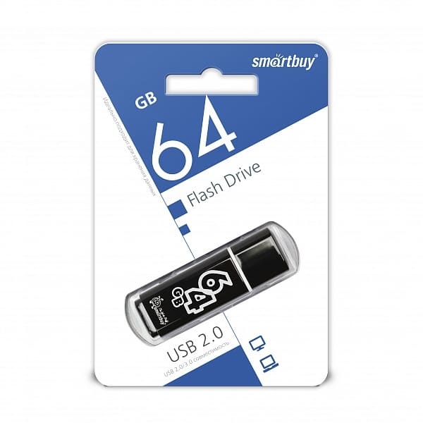 картинка Флеш-диск SmartBuy 64 GB, Glossy, черный, SB64GBGS-K от магазина Альфанит в Кунгуре