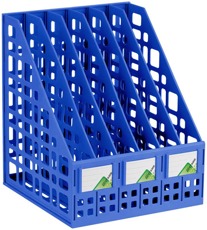 картинка Лоток для бумаг вертикальный 6 отделов, 295*250*245 мм, пластик, синий, сборный, веер, СТАММ, лт814 от магазина Альфанит в Кунгуре