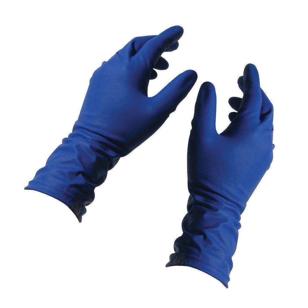 картинка Перчатки латексные, 1 пара, размер L, синий, неопудренные, High Risk, HR003G от магазина Альфанит в Кунгуре