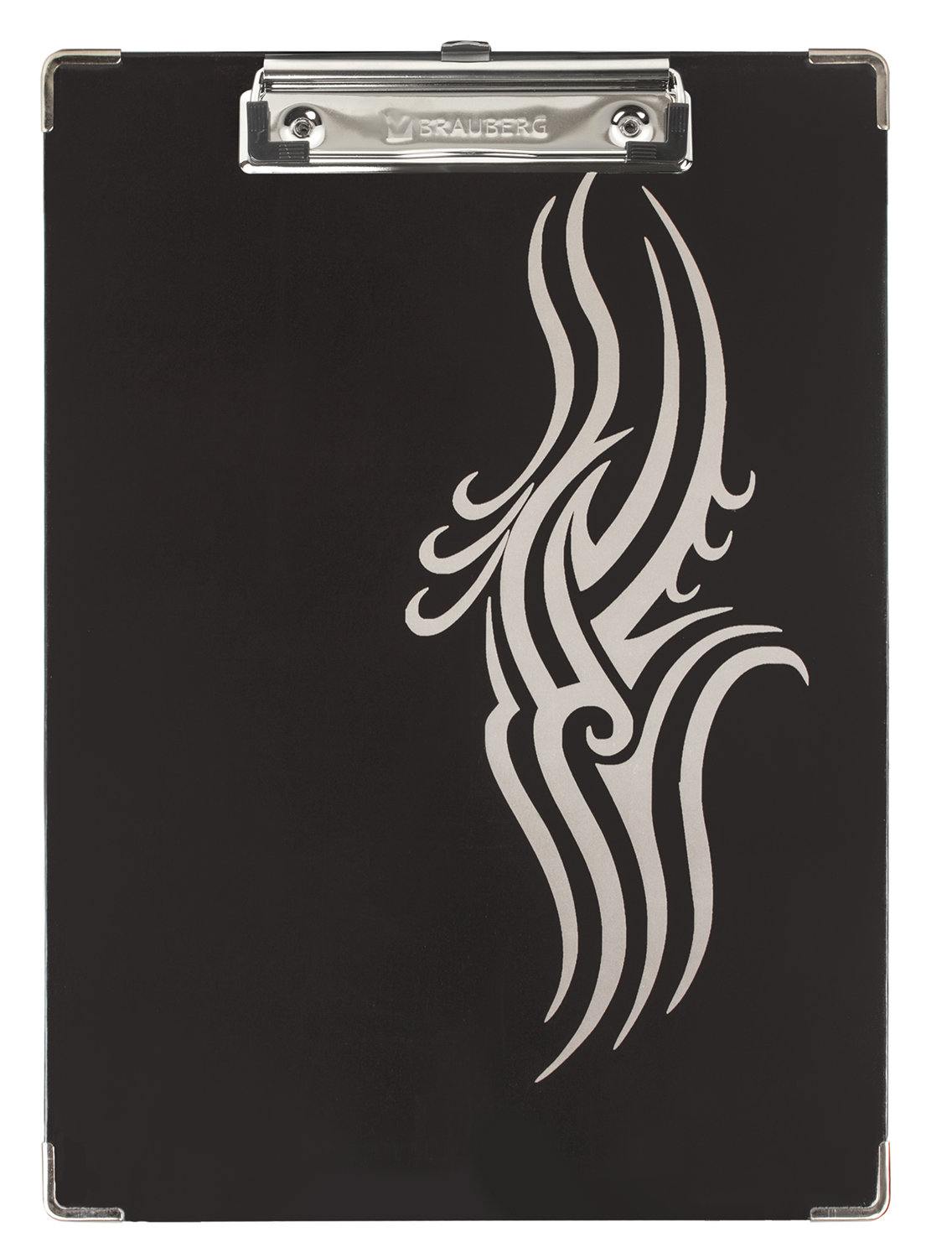 картинка Доска-планшет с верхним прижимом, А4, пластик, черный, плотная, "Black Jack", BRAUBERG, 232236 от магазина Альфанит в Кунгуре
