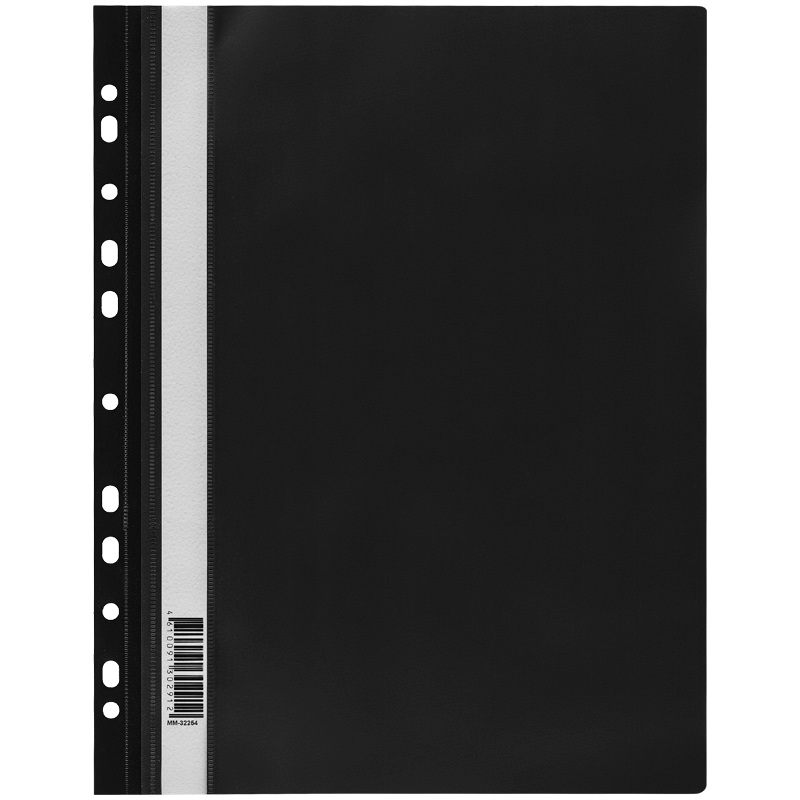 картинка Папка-скоросшиватель с прозрачным верхом, А4, 160 мкм, черный, с перфорацией, СТАММ, ММ-32254 от магазина Альфанит в Кунгуре