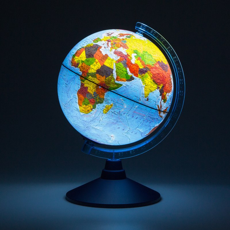 картинка Глобус физико-политический, 21 см, с подсветкой, на подставке, на батарейках, Globen, Ве012100250 от магазина Альфанит в Кунгуре