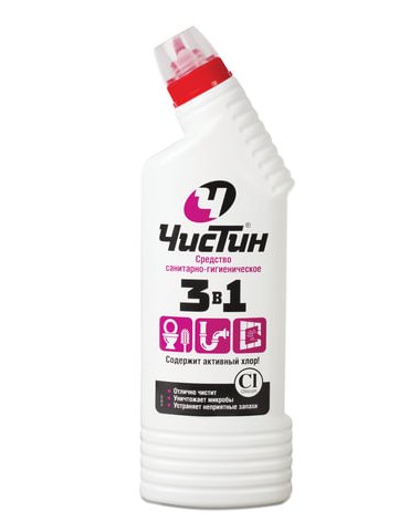 картинка Средство чистящее для сантехники, 750 мл, гель, бутыль с носиком, "3 в 1", Чистин, 601960 от магазина Альфанит в Кунгуре