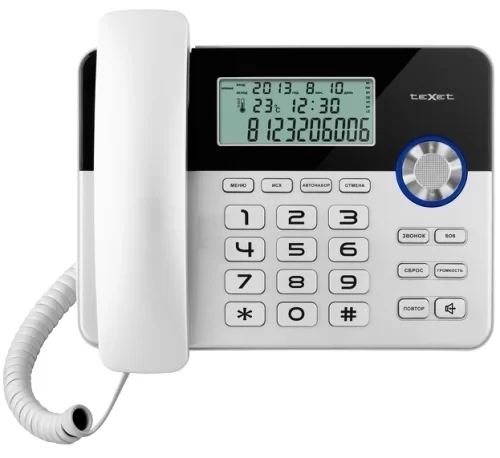 картинка Телефон проводной teXet TX-259, повторный набор, уровень громкости, черный/серебро от магазина Альфанит в Кунгуре
