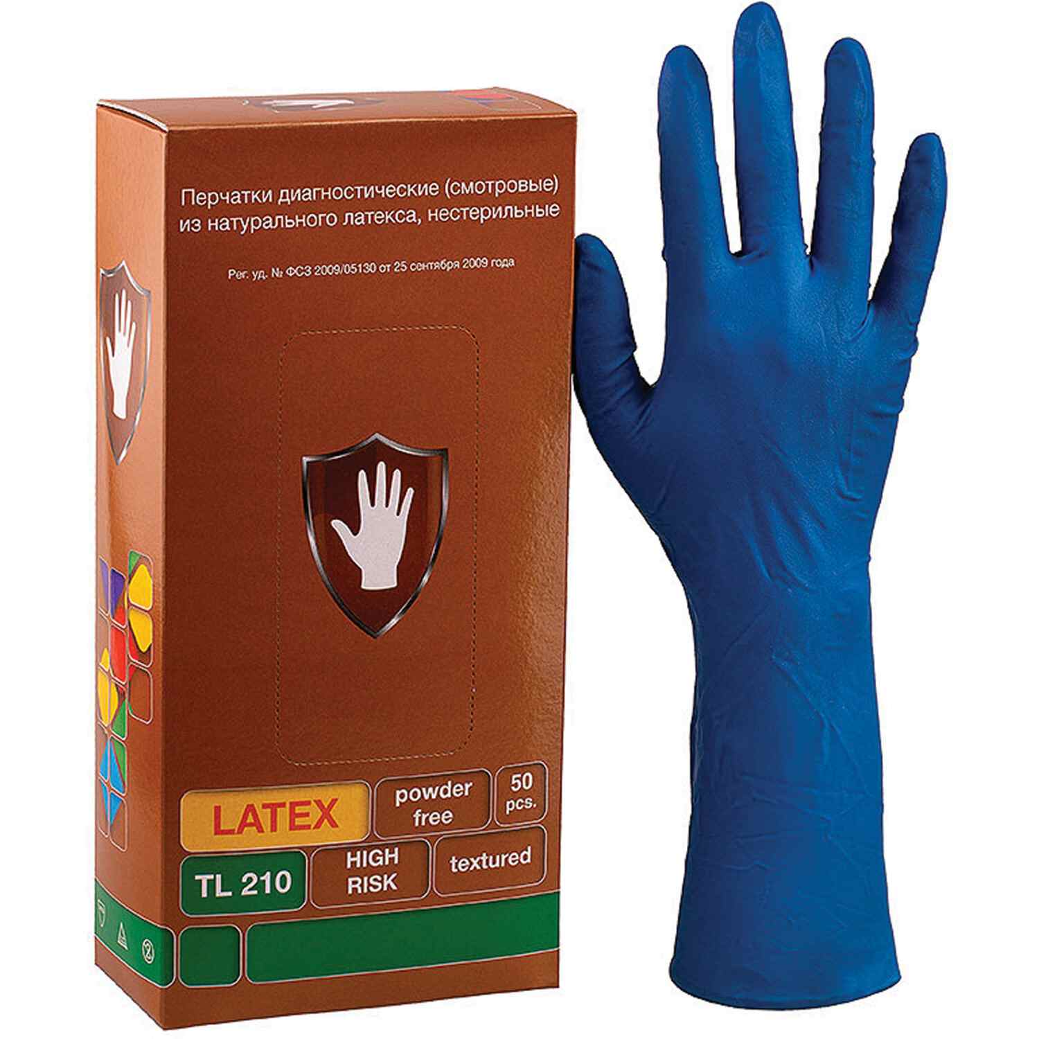 картинка Перчатки латексные, 1 пара, размер L, синий, SAFE&CARE, 630695, DL/TL210 от магазина Альфанит в Кунгуре