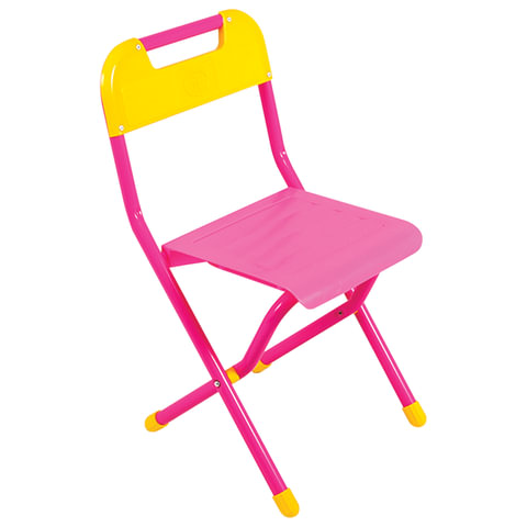 картинка Стул детский складной ДЭМИ, 33*32,7*54 см, рост 2 (115-130 см), розовый/желтый, ССД.02 от магазина Альфанит в Кунгуре