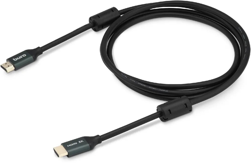 картинка Кабель соединительный видео Buro GOLD HDMI (M) — HDMI (M), 2,0 м, черный, ver 2.1, ф/фильтр от магазина Альфанит в Кунгуре