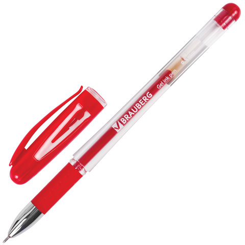 картинка Ручка гелевая, 0,5 мм, красная, с гриппом, "Geller", BRAUBERG, 141181 от магазина Альфанит в Кунгуре