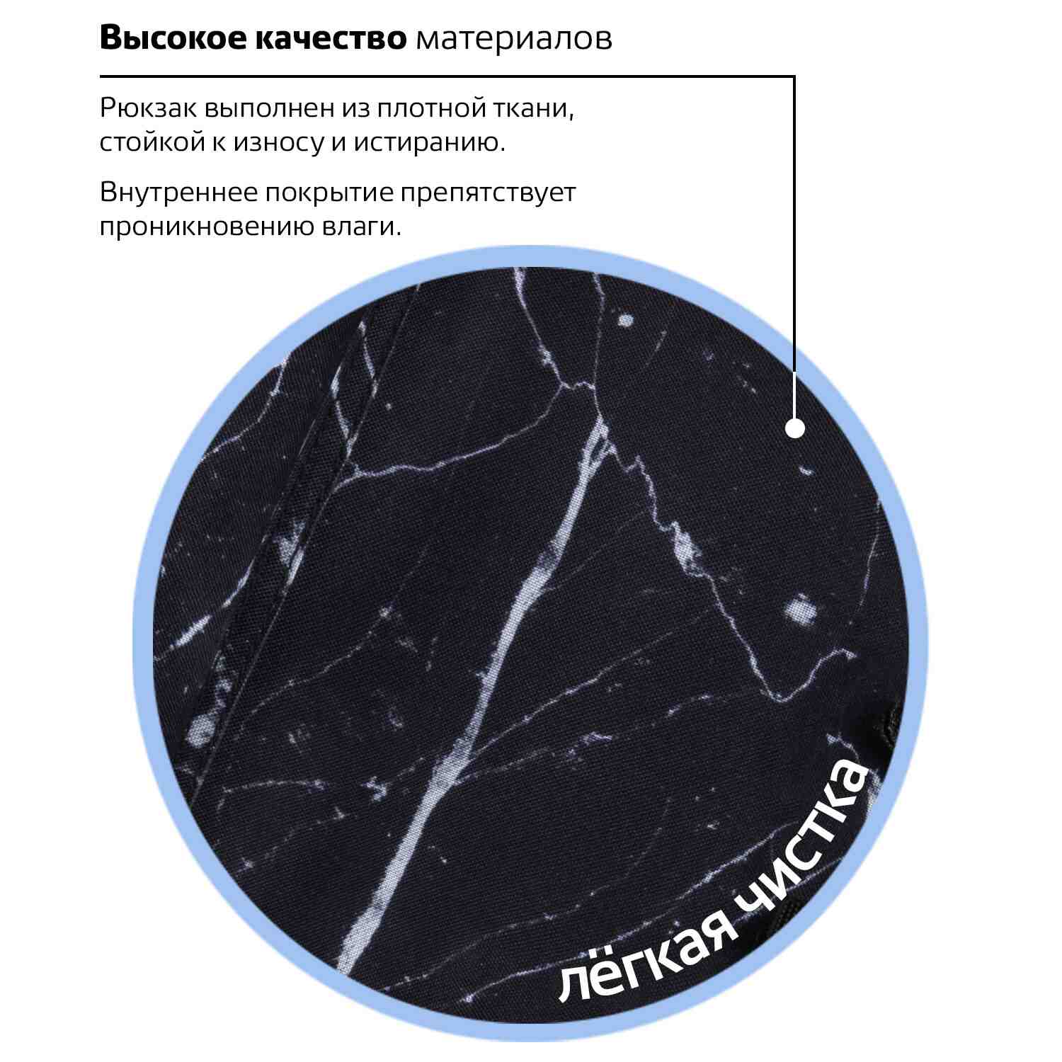 картинка Рюкзак, 1 отдел, 1 карман, 41*32*14 см, полиэстер, черный, мягкая спинка, "Сити-формат. Black marble", BRAUBERG, 270790 от магазина Альфанит в Кунгуре
