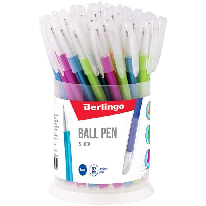картинка Ручка шариковая, 0,7 мм, синяя, корп. ассорти, "Slick", Berlingo, CBp_07772 от магазина Альфанит в Кунгуре