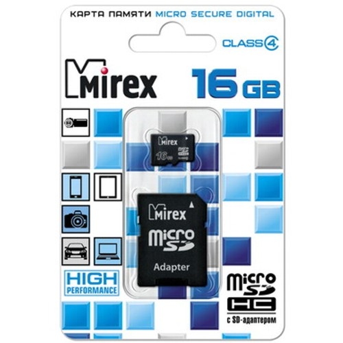 картинка Карта памяти micro-SDHC Mirex 16 GB Class 4, с адаптером, черный, 13613-ADTMSD16 от магазина Альфанит в Кунгуре