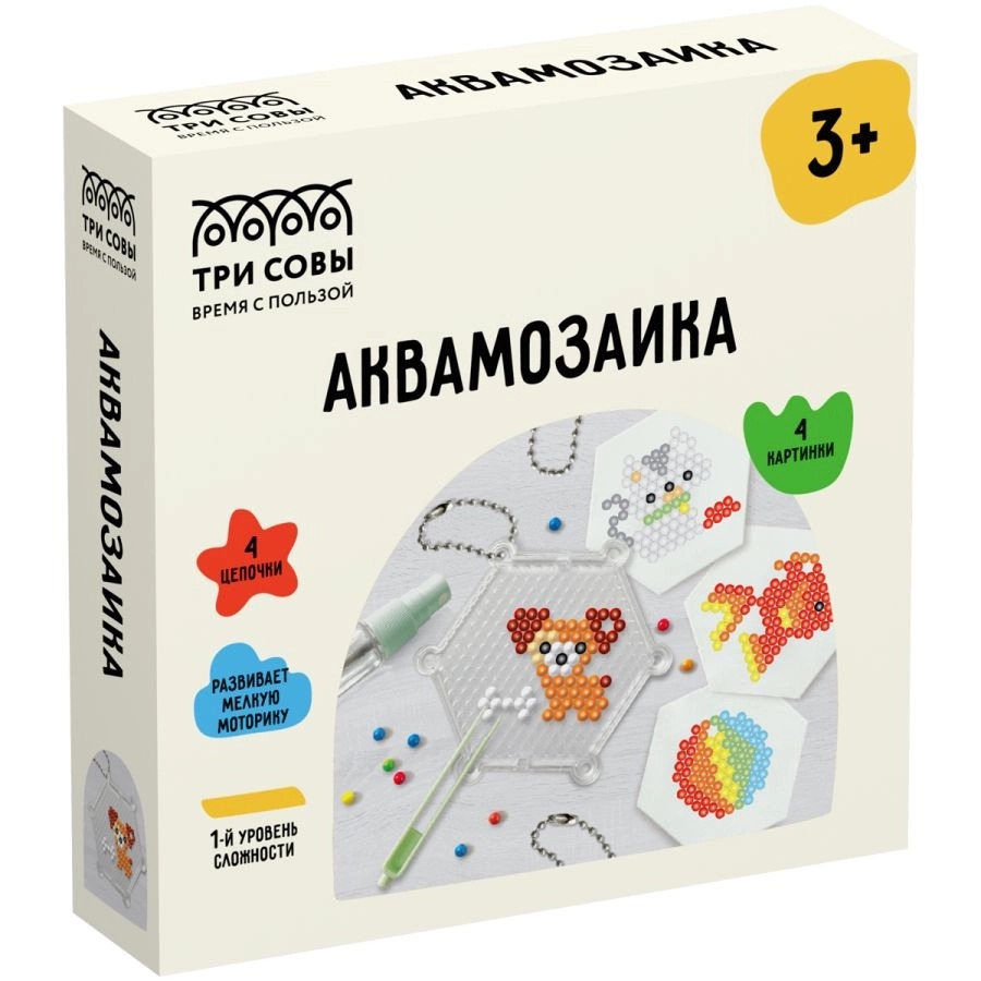 картинка Аквамозаика, 12*12 см, "Домашние питомцы", Три совы, AQB_54277 от магазина Альфанит в Кунгуре