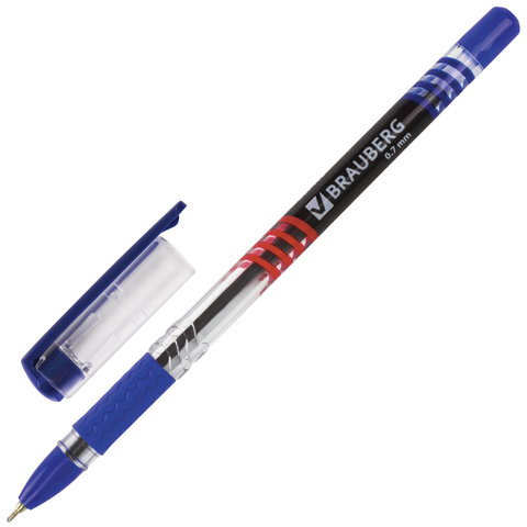 картинка Ручка шариковая масляная, 0,7 мм, синяя, корп. прозрачный синий, "Spark", BRAUBERG, 142697 от магазина Альфанит в Кунгуре