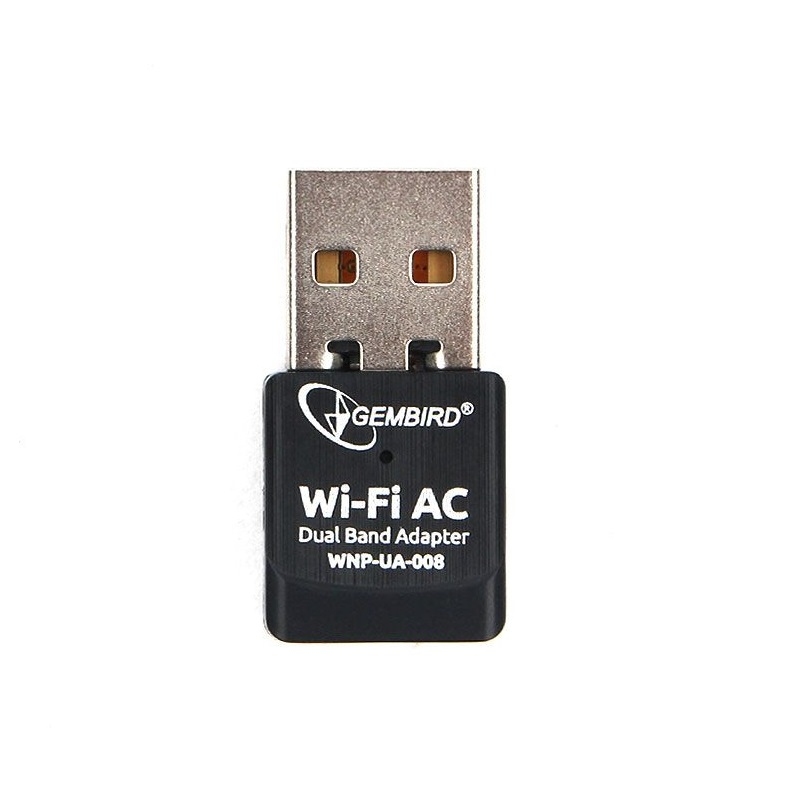 картинка Адаптер Wi-Fi USB Gembird 600Mбит, USB, 2 диапазона (2,4 ГГц и 5 ГГц), чипсет RTL8811CU, 802.11b/g/n/ac/а, мини, черный, WNP-UA-008 от магазина Альфанит в Кунгуре