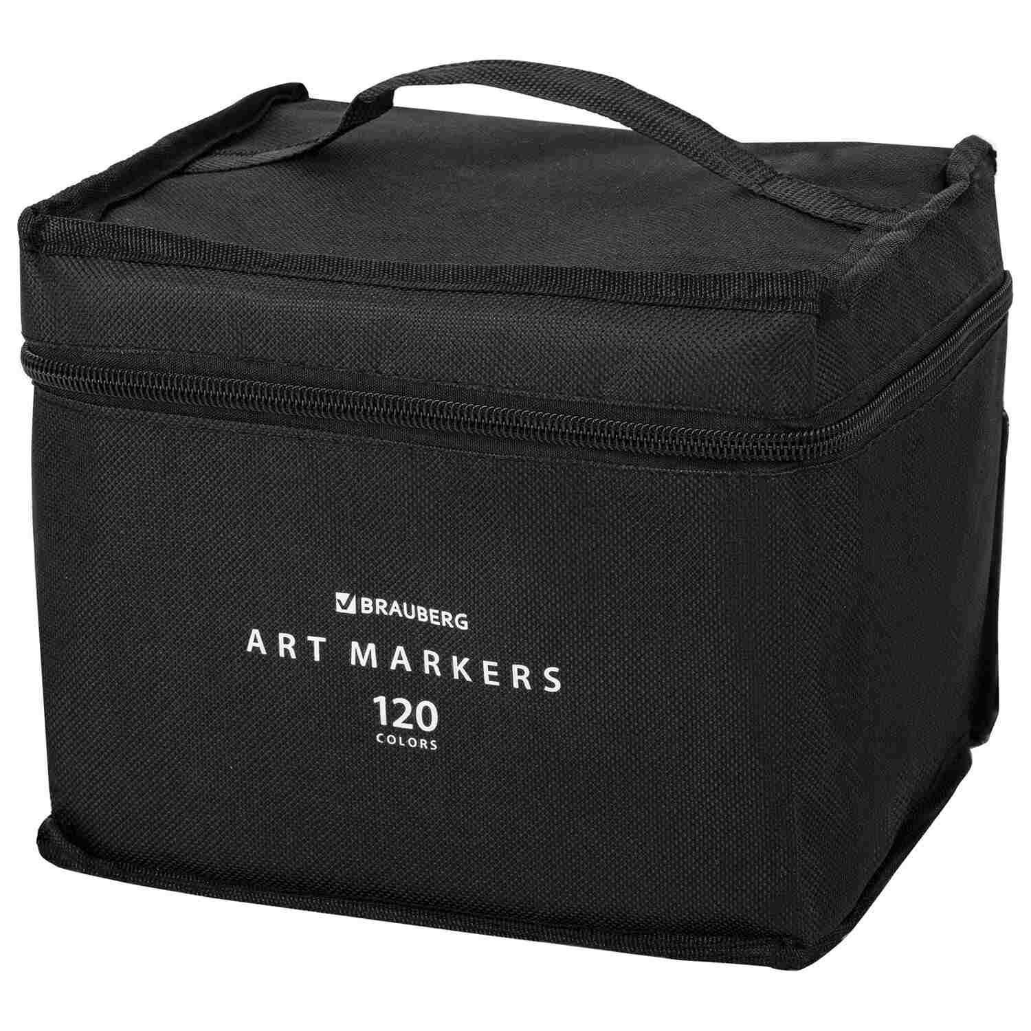 картинка Скетч-маркеры двусторонние, 120 цв, 120 шт, квадратный корпус, в черной сумке, BRAUBERG, 152234 от магазина Альфанит в Кунгуре