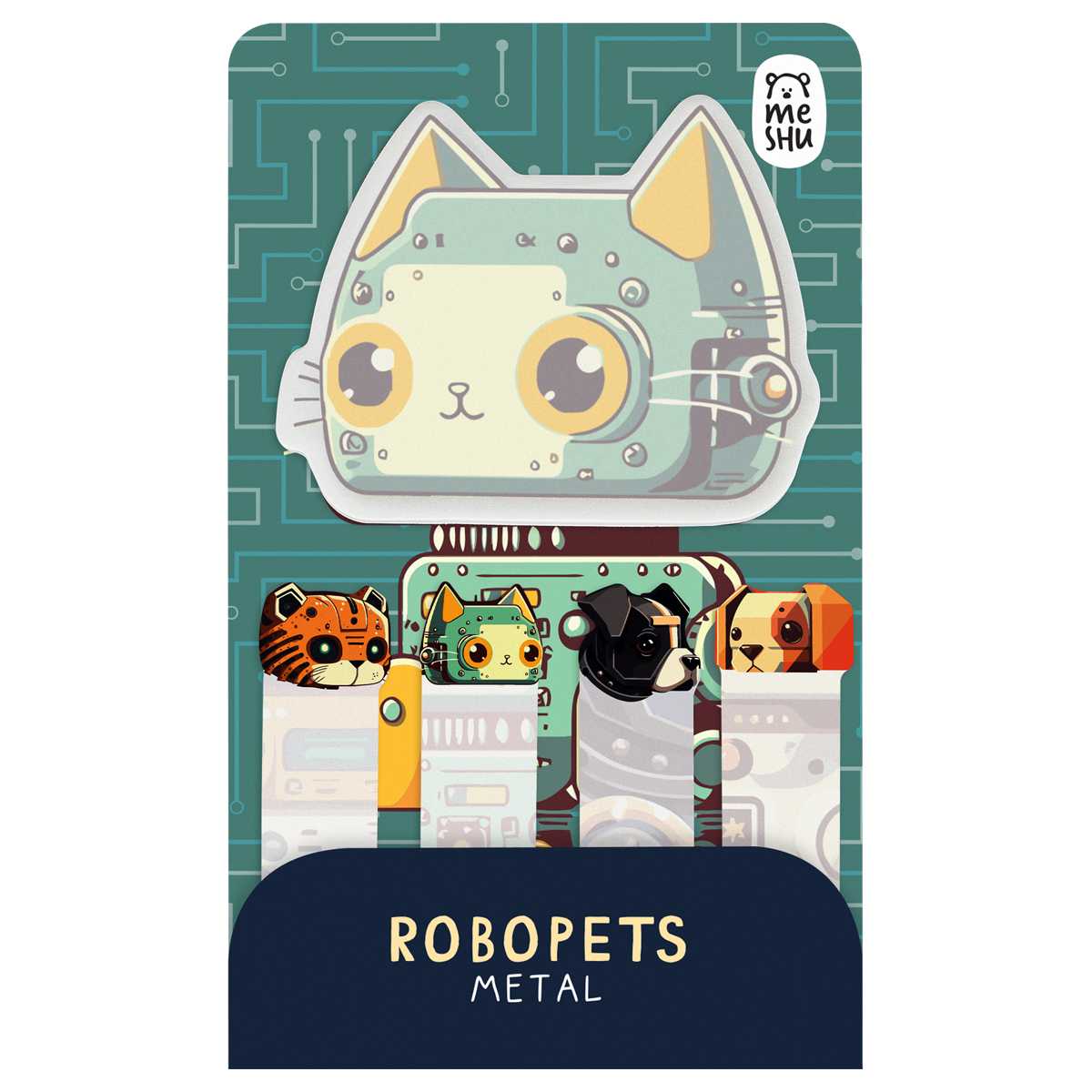 картинка Закладки-флажки самоклеящиеся, 20 л, бумага, с блоком, "Robopets metal", MESHU, MS_54263 от магазина Альфанит в Кунгуре
