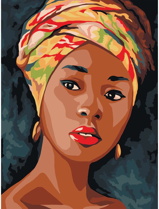 картинка Картина по номерам, 30*40 см, на подрамнике, "Африканская женщина", Три совы, КХ_44115 от магазина Альфанит в Кунгуре