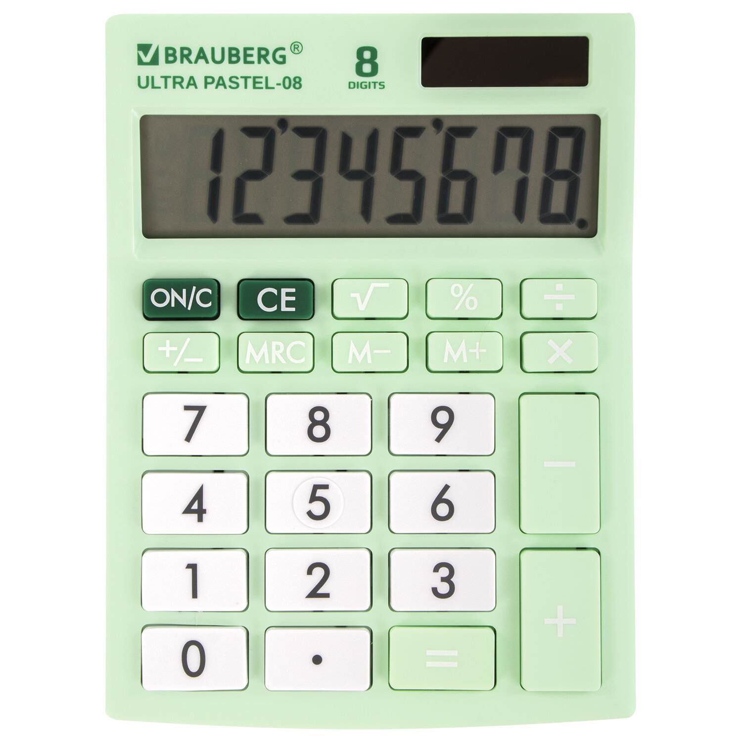 картинка Калькулятор настольный, 8 разрядов, 15,4*11,5 см, двойное питание, мятный, "ULTRA PASTEL-08-LG", BRA от магазина Альфанит в Кунгуре